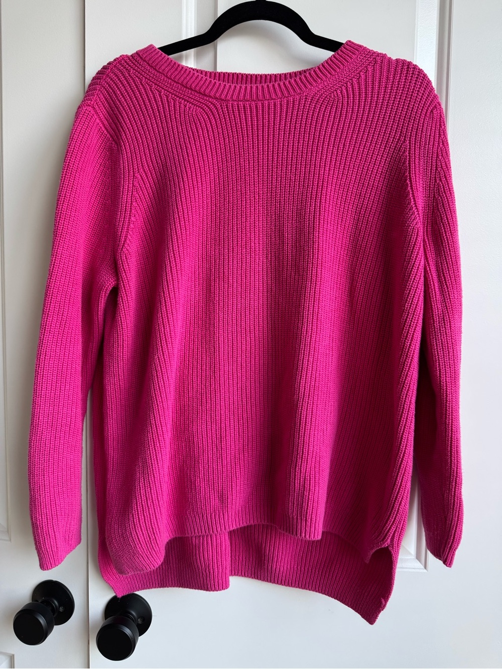 Crown & Ivy Hot Pink Chunky Shaker Knit Cotton Sweater M
